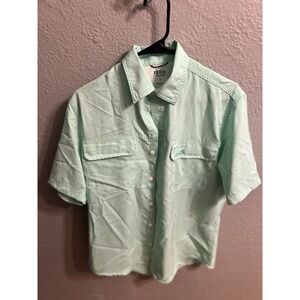 Izod Men Saltwater Shirt Size Small Greenish Short Sleeve Button‎ up